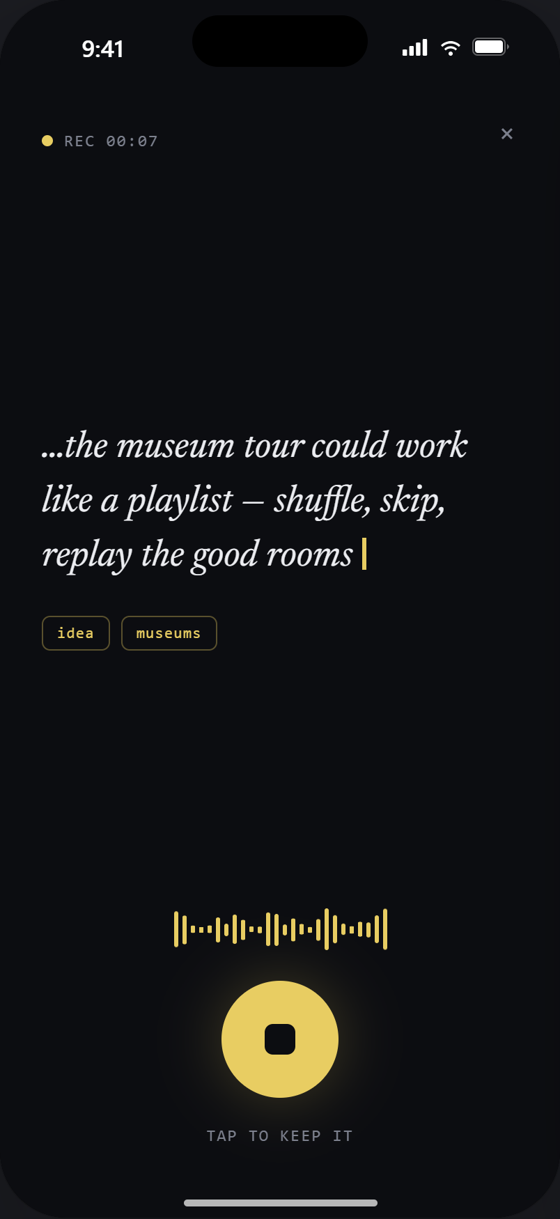 Eureka recording with live transcription and auto-labels